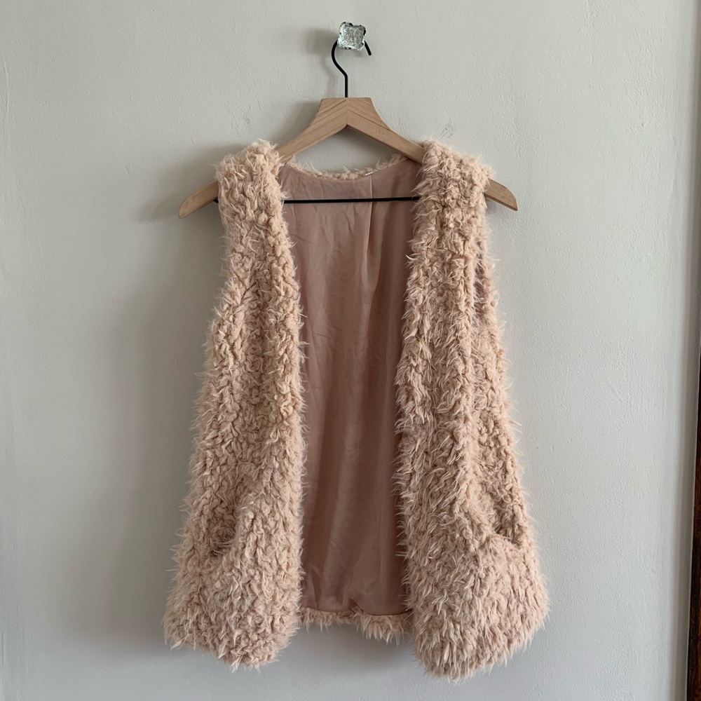 Light pink faux fur vest